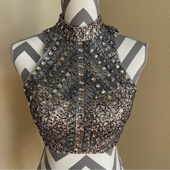 Blondie Nites Tops - Blonde Nites - Embellished Halter Crop Top - Size 3